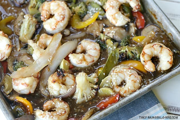 This quick and easy Asian Sheet Pan Shrimp dinner is perfect for Fish Fridays during the Lenten season. #wpseafood