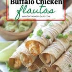 These Baked Buffalo Chicken Flautas as crispy, cheesy and full of buffalo chicken flavor. Feed a crowd this Cinco de Mayo with these delicious Baked Buffalo Chicken Flautas.