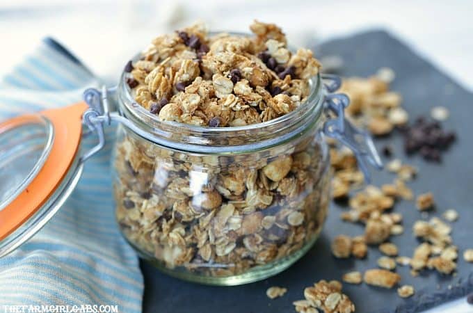 For breakfast or a quick snack, this easy Peanut Butter Chocolate Chip Granola recipe will have everyone begging for more!