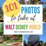 Ready for the ultimate Disney Photo Bucket List? I gathered some Disney photograph inspiration with these 101 Photos To Take At Walt Disney World. These helpful Disney photo tips are a great way to create a memorable Disney World Vacation. Download the free printable Disney photo checklist to take with you. #disneyworld #disneyphototips #disneyphotography