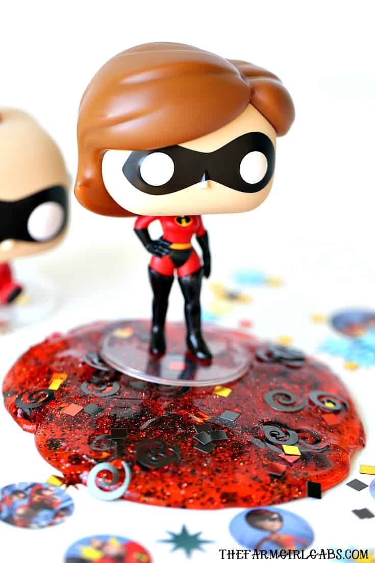Our favorite Supers are BACK this summer with an all new movie. Make a batch of this fun Incredibles Elastigirl Slime to celebrate. And remember, no capes! #Slime #SlimeRecipe #DisneyCraft #Pixar #TheIncredibles #TheIncredibles2 #WaltDisneyWorld