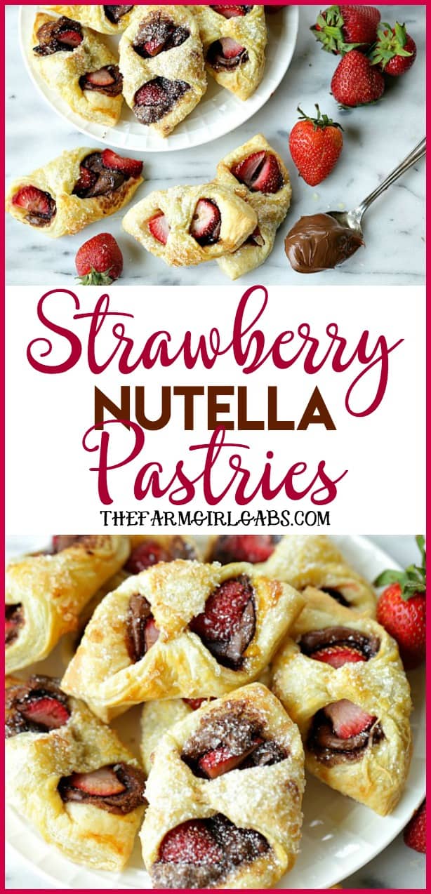 With just three main ingredients, Strawberry Nutella Pastries are a drool-worthy dessert that everyone will love. #dessert #recipe #breakfast #strawberry #strawberries #nutella #baking