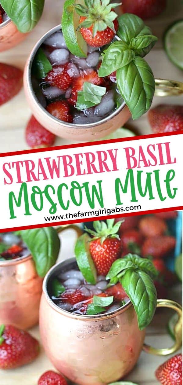 This simple Strawberry Basil Moscow Mule is a refreshing drink recipe. Grab your copper mugs and make this easy cocktail recipe.
