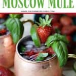 This simple Strawberry Basil Moscow Mule is a refreshing drink recipe. Grab your copper mugs and make this easy cocktail recipe.