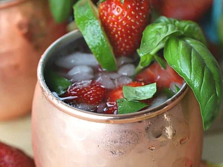 The Best Strawberry Basil Moscow Mule