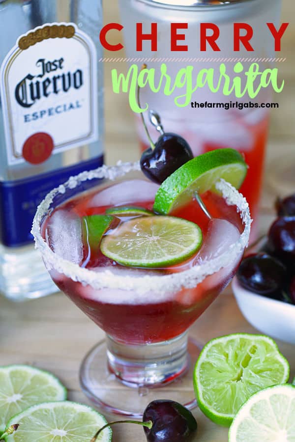 Ready for the perfect summer drink? Mix up a pitcher of this Cherry Margarita Recipe for your next summer celebration. #margarita #cocktails #drinkrecipe #margaritarecipe #cincodeymayo