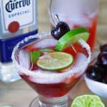 Ready for the perfect summer drink? Mix up a pitcher of this Cherry Margarita Recipe for your next summer celebration. #margarita #cocktails #drinkrecipe #margaritarecipe #cincodeymayo
