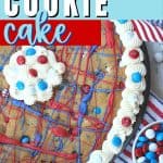 This festive Firecracker Cookie Cake recipe is the perfect dessert for your patriotic celebration! This easy chocolate chip cookie is decorated in red, white and blue and is a perfect recipe for the 4th of July, Memorial Day or Labor Day.