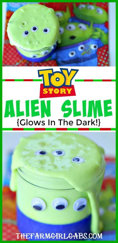 Ooooooh......Slime! This Glow In The Dark Toy Story Alien Slime will be a hit with the kids and Andy's toys. #slime #slimerecipe #WaltDisneyWorld #DisneyTips #toystoryland #ToyStory