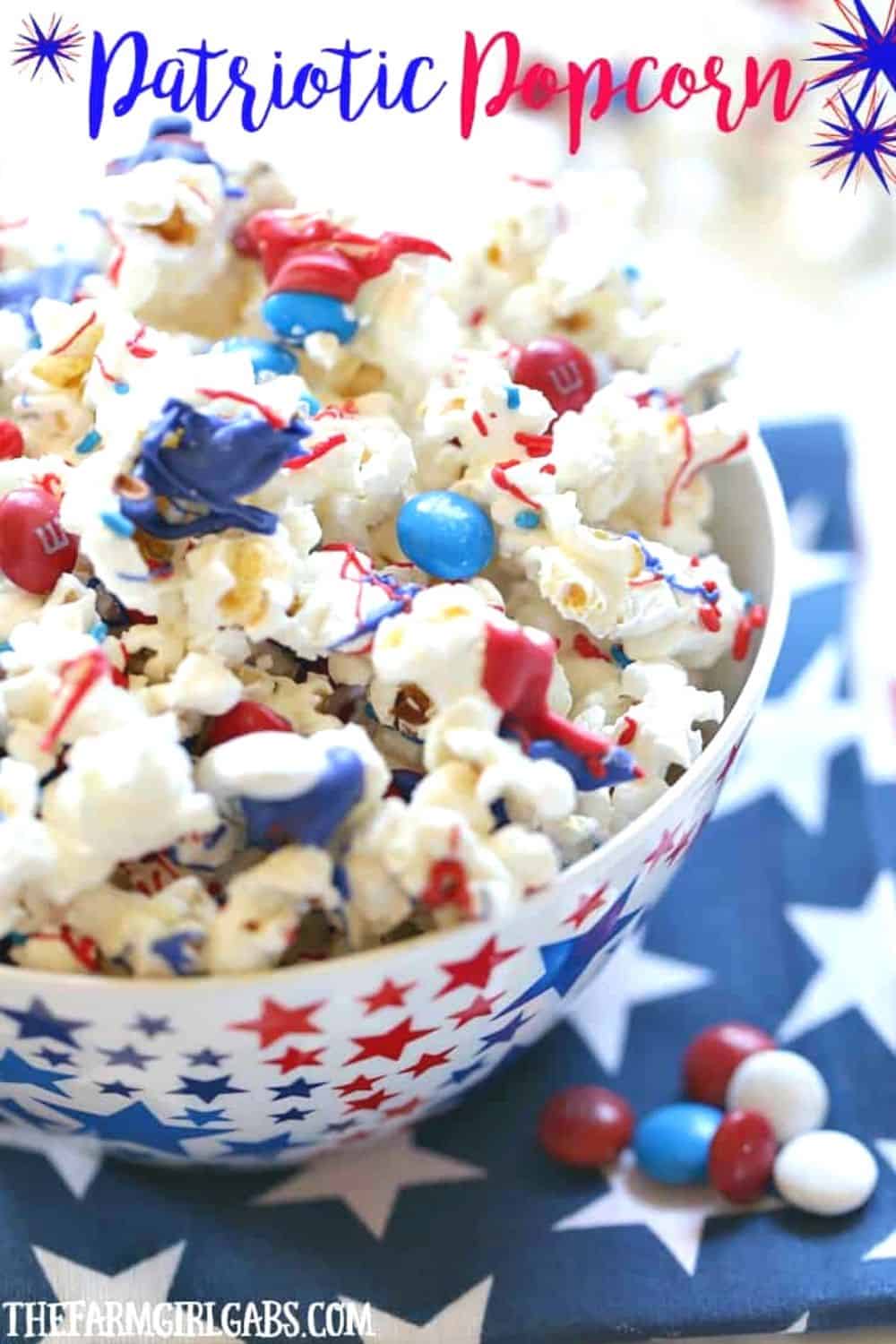 Salute the red, white and blue with this tasty Patriotic White Chocolate Popcorn. This easy popcorn recipe is perfect for a 4th of July Party or patriotic celebration.