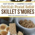 Chocolate Peanut Butter Skillet S'mores are an updated twist of the campfire classic s'mores recipe. This recipe has the perfect amount of chocolate and peanut butter. If you want all the delicious flavor of s'mores without the campfire, then you need to make this Chocolate Peanut Butter Skillet S'mores recipe. It is the perfect camping recipe to make indoors.