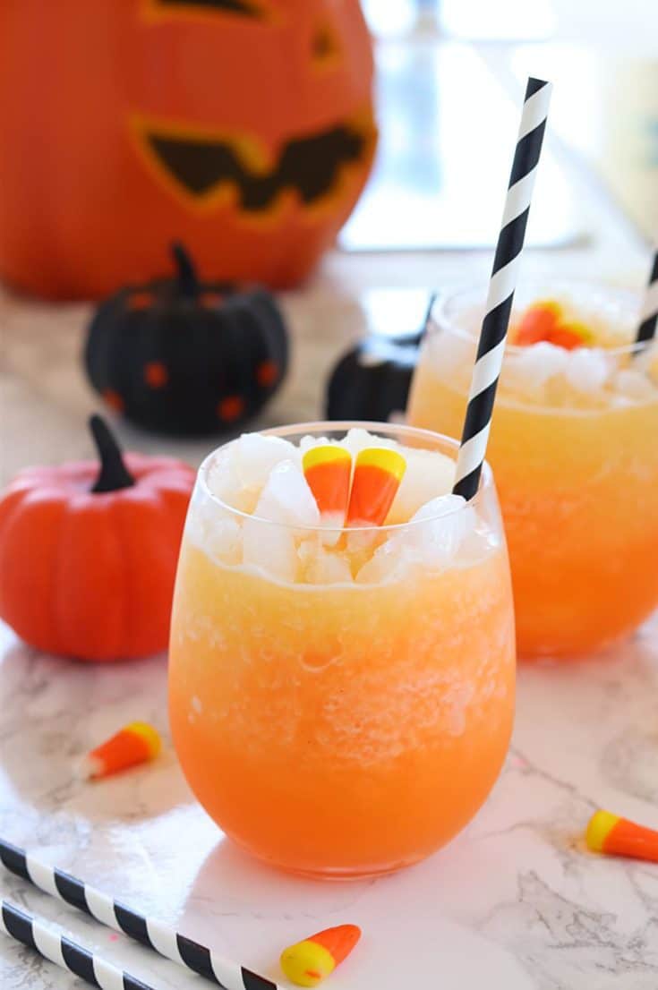 Spooky orange sherbet float for Halloween