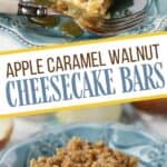 Apple season calls for easy fall recipes. These Apple Caramel Walnut Cheesecake Bars are a family favorite. This apple recipe starts with a shortbread crust and is topped with a cheesecake layer then loads of fresh apples, walnuts and caramel. Grab a cup of coffee and dig into this tasty fall dessert.