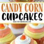 It's not fall without candy corn! These colorful Candy Corn Cupcakes are the perfect fall treat. This easy fall cupcake recipe is perfect for Halloween snack-time, lunch-time, anytime! These fun Halloween treats are great to make for school, classroom parties and a fun Halloween Party treat.
