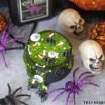 The Sanderson Sisters are at it again. A special mixture of Hocus Pocus, bat wings and bones makes up this spooky Halloween Cauldron Slime. #Slime #SlimeRecipe #Halloween #HalloweenCraft #KidsCraft