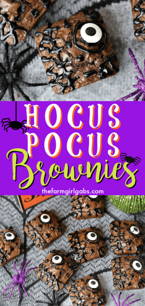 These Hocus Pocus Brownies will definitely put a delicious spell on you. These spellbinding brownies are the perfect spell to make for Halloween. #HocusPocus #Brownies #Halloween #HalloweenParty #HalloweenTreats