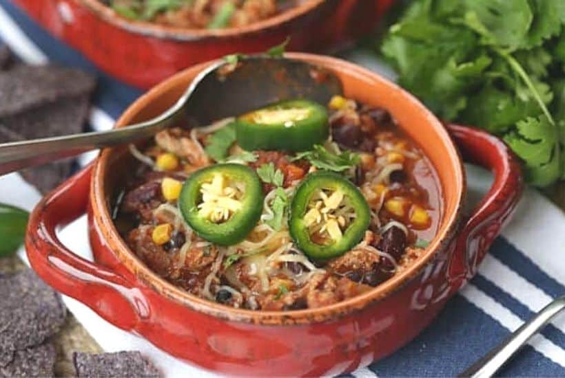 Savor the goodness of this easy Slow Cooker Turkey Chili. Save time by preparing this chili recipe in your slow cooker so it's ready for the family when you get home for dinner.