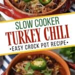 Savor the goodness of this easy Slow Cooker Turkey Chili. Save time by preparing this chili recipe in your slow cooker so it's ready for the family when you get home for dinner.