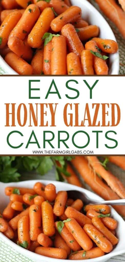 These Honey Glazed Carrots are a simple side dish to serve for any meal. They make a great holiday recipe for Thanksgiving or any family holiday. This easy side dish recipe is always present on my Thanksgiving and Christmas menu. Made with real butter and brown sugar, this carrot recipe is so good. It is a quick vegetable side dish that can be served all year long.