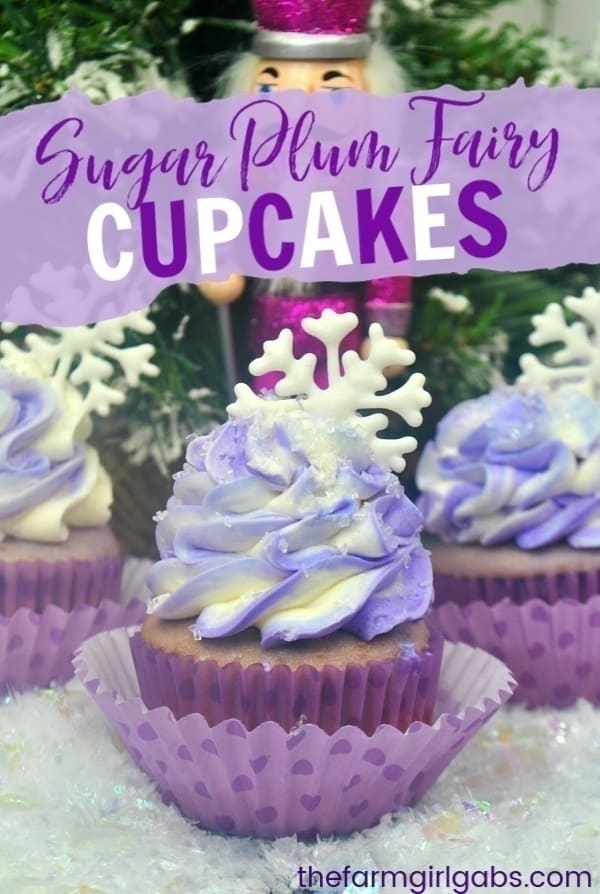Have a sweet treat this holiday season with these delicious Sugar Plum Fairy Cupcakes. These Nutcracker-inspired treats are perfect for Christmas. #Nutcracker #SugarPlumFairy #Christmas #ChristmasDessert #Cupcakes #ChristmasCookies #Ballet
