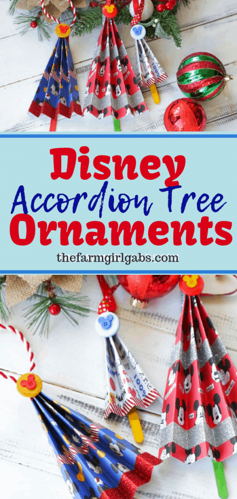Add a magical touch to your Christmas tree with this easy Disney Accordion Tree Ornaments craft. Kids will love to create these Disney ornaments. #Disney #DisneyCraft #DisneyChristmas #ChristmasOrnaments #ChristmasDecorations #XmasDecor #MickeyMouse