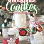 Mason Jar crafts are easy and affordable! Create a welcoming tablescape this Christmas with these pretty Mason Jar Christmas Candles. This DIY Christmas craft is super easy to create too. #masonjarcraft #ChristmasCraft