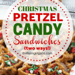 Christmas Rolo Pretzel Candy Sandwiches - Two Ways! A little bit sweet, a little bit salty and oh so good! These pretzel candy sandwiches are a sweet treat. These Rolo pretzel sandwiches can be enjoyed all year long. Add your favorite sprinkles or top this easy dessert recipe with M&Ms. You will enjoy this simple candy treat. These are perfect Christmas treat recipe for a Christmas Cookie Exchange too.