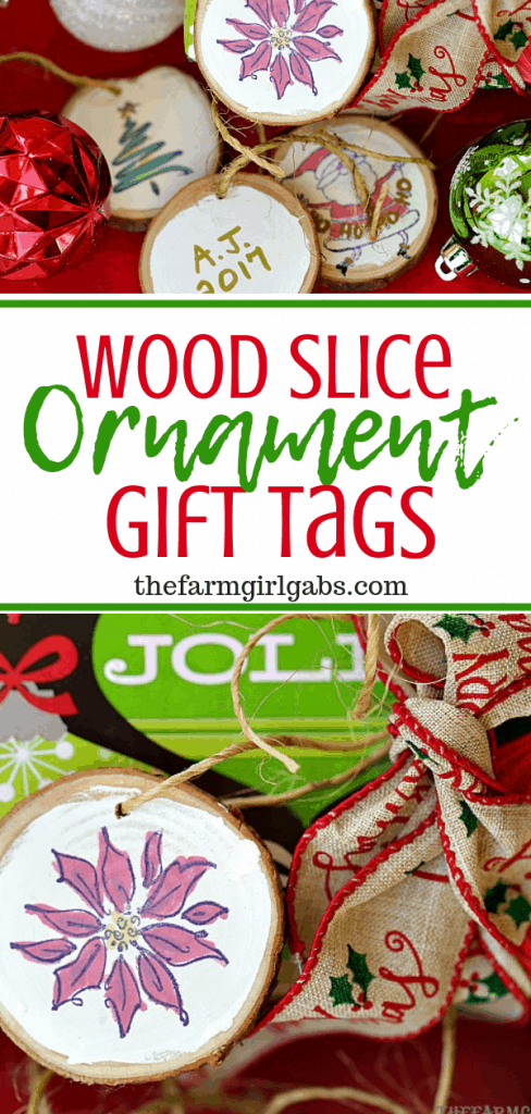 Create these Wood Slice Ornament Gift Tags to adorn your gifts with and hang on the Christmas tree. #Ornaments #Christmasdecor #Christmascrafts #Christmastree #Christmas #Stamping #Crafts #DIY #StampingTechniques #Christmasdecorationideas #Xmastreedecorations #Xmasdecorations #StampinUp
