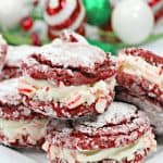 Take your holiday baking game to the next level with these refreshing and delicious Candy Cane Cookie Sandwiches. #Cookies #CandyCanes #CandyCaneCookies #CookieSandwiches