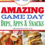 Score big at your Game Day party with a fantastic spread of these Amazing Dips, Apps, And Snacks! These appetizer recipes are winners. Everyone loves football food. These Super Bowl Party recipes will score big points with your guests. #footballfood #gamedeayrecipes #superbowlrecipe #diprecipe #appertizers