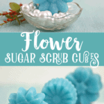 It's a self-care kind of day. Pamper yourself and whip up a batch of these DIY Flower Sugar Scrub Cubes made with Essential Oils. Keep them for yourself of give the gift of pampering. #essentialoils #sugarscrub #sugarscrubcubes