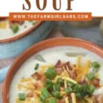 Creamy and comforting, you won't be able to resist this easy Loaded Baked Potato Soup recipe. Warm-up with a bowl of this delicious soup recipe that is full of potatoes, cheese and bacon. This is the best baked potato soup recipe. This soup recipe is the ultimate comfort food that is topped with your favorite baked potato toppings.