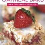These Strawberry Rhubarb Oatmeal Bars are the perfect spring dessert! Strawberries and rhubarb pair perfectly in this easy bar recipe. This strawberry rhubarb bar recipe has a delicious oatmeal cookie topping.