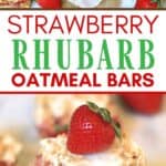 These Strawberry Rhubarb Oatmeal Bars are the perfect spring dessert! Strawberries and rhubarb pair perfectly in this easy bar recipe. This strawberry rhubarb bar recipe has a delicious oatmeal cookie topping.