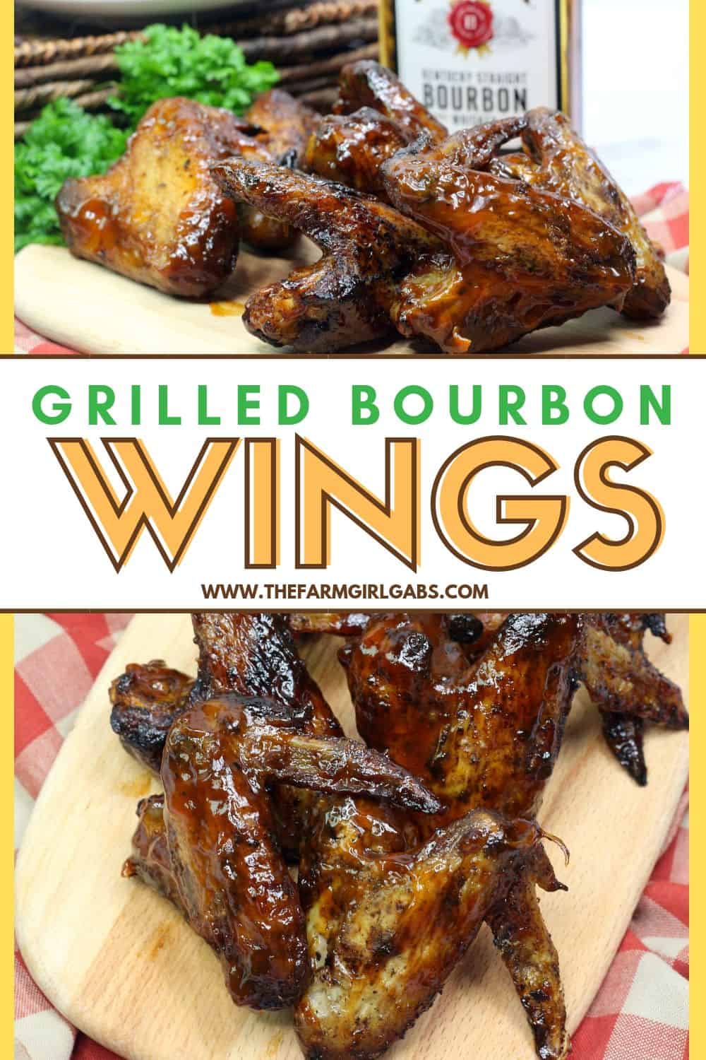 Wow your crowd at your next bbq or summer gathering. These Grilled Bourbon Chicken Wings are a deliciously simple grilled chicken recipe. #wings #grilledchickenwings #wingrecipe #bbq