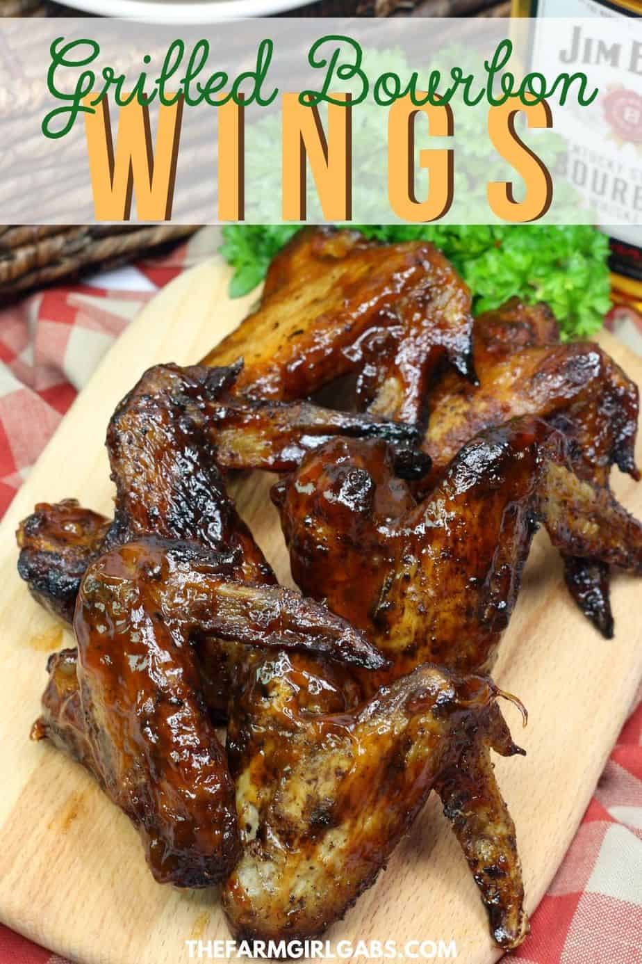 Grilled Bourbon Chicken Wings - The Farm Girl Gabs®