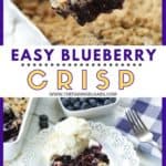 It's blueberry season! This easy blueberry crisp recipe it the perfect way to celebrate. This fruit crisp is a super simple summer dessert and perfect with a dollop of ice cream. #blueberrycrisp #blueberryrecipe #summerdessert
