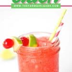 This Cherry Limeade Slush is a copycat recipe of your favorite Sonic Drive-In Drink. This easy drink recipe has the perfect balance of cherry and lime flavor. It is a perfect way to cool down and relax on a hot summer's day. This easy summer drink is perfect to serve at a summer party, potluck or bbq.
