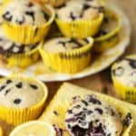 Sweet farm-fresh blueberries and tart lemons pair up for these delicious Lemon Blueberry Muffins. This easy recipe is perfect for breakfast or dessert. This muffin recipe is a delicious twist to the classic blueberry muffins. #lemonblueberrymuffins #blueberryrecipes #blueberrymuffins