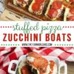 Ready for a delicious low-carb meal idea? This Stuffed Pizza Zucchini Boats recipe is a perfect low carb dinner option or side dish. This easy zucchini recipe is perfect for summer. #zucchini #lowcarbrecipe #zucchiniboats