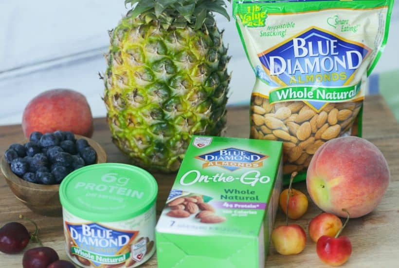 Take summer entertaining to the next level with this easy Summer Fruit And Cheese Board. This fruit and cheese board is an easy party recipe. Your guests will love this Charcuterie board made with fresh summer fruits, cheeses and Blue Diamond Almonds. #ad #WholeNaturalAlmonds, #SimplyDelicious #cheeseboard