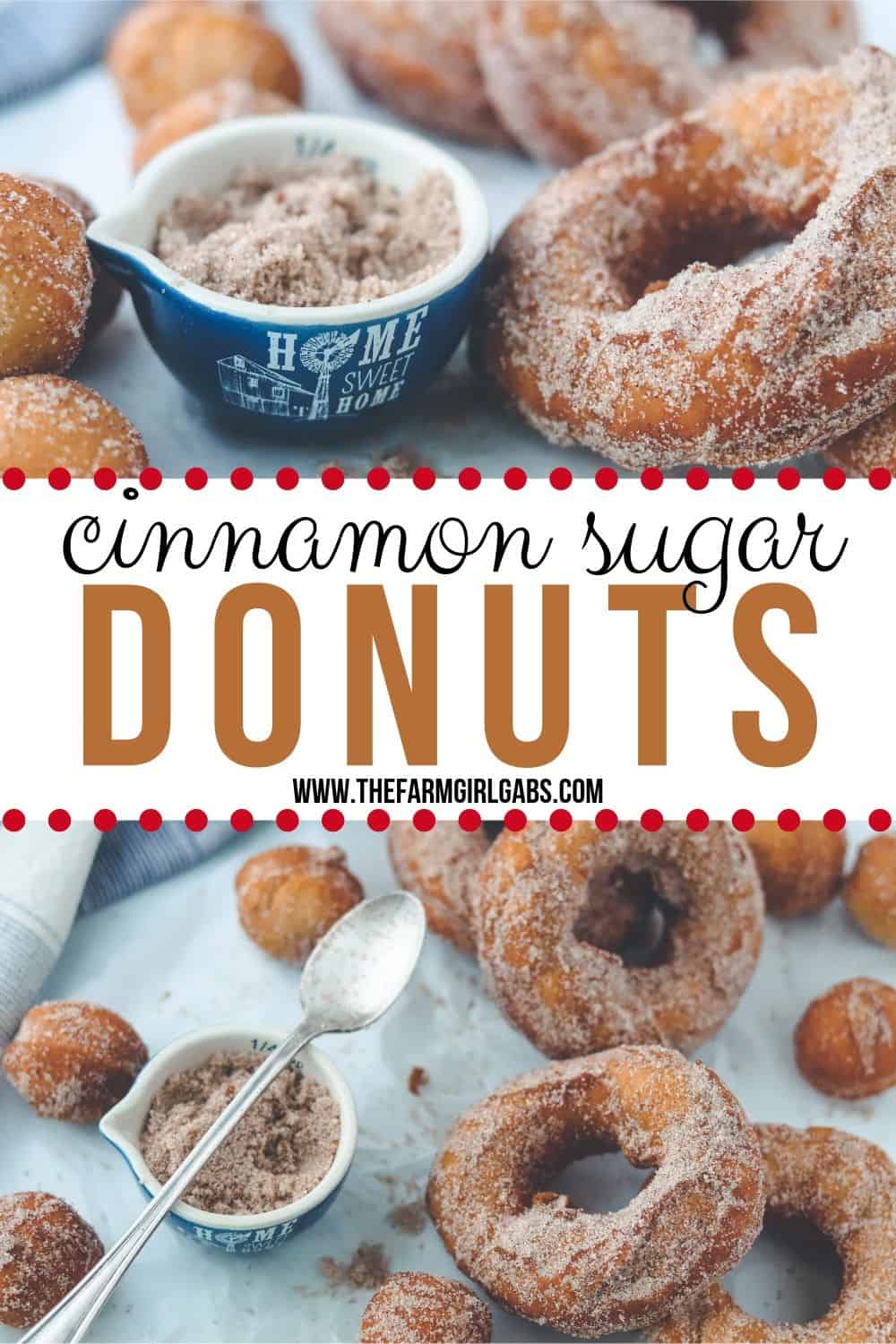 There is no denying it, these melt in your mouth no-yeast Cinnamon Sugar Donuts will satisfy everyone's sweet tooth. Made with an easy cake batter, this classic donut recipe is a real winner. #cinnamonsugardonuts #donutrecipe #doughnutrecipe
