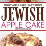 This Jewish Apple Cake recipe is moist and packed with sweet apples and cinnamon. This easy apple cake has a crunchy apple cinnamon topping. Be sure to grab a slice before it's all gone. This Jewish Apple Cake recipe is moist and packed with sweet apples and cinnamon. This easy apple cake recipe is our family's favorite and is a delicious apple cake that taste's just like fall.