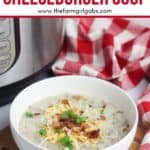 Warm up with a comforting bowl of this tasty Instant Pot Cheeseburger Soup. This hearty Instant Pot soup recipe is made from scratch and ready in no time. #instantpotrecipe #soup #cheeseburgersoup