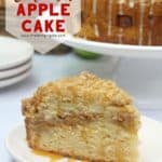 Salted Caramel Apple Cake is moist, fluffy and loaded with fresh sweet apples. It is then drizzled with a decadent salted caramel glaze. This apple cake recipe is a winner! #applecake #applecrumbcake #saltedcaramel #appledessert