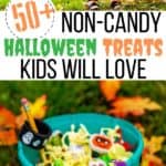 Skip the candy this Halloween! Here are some Non-Candy Halloween Treats you can hand out to trick or treaters instead. These Halloween treat ideas are great non-candy alternatives to hand out to trick-or-treaters this Halloween night. Great teal pumpkin ideas for kids with allergies. #Halloweentreats #noncandytreats #tealpumpkinproject