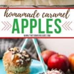 Nothing says fall like crisp apples. Add a sweet twist to your apples with this easy and delicious Homemade Caramel Apples recipe. This is a fun fall apple dessert to decorate and eat! These yummy apple snacks will be a hit, #applerecipe #caramelapples #candyapples #falldessert