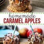 Nothing says fall like crisp apples. Add a sweet twist to your apples with this easy and delicious Homemade Caramel Apples recipe. This is a fun fall apple dessert to decorate and eat! These yummy apple snacks will be a hit, #applerecipe #caramelapples #candyapples #falldessert