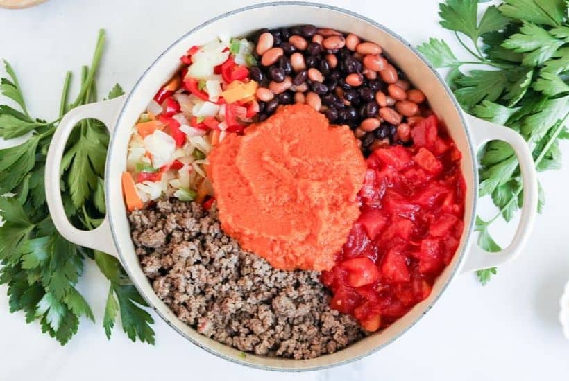 You can use any bell peppers for this recipe! A combination of colors makes for a beautiful presentation.
