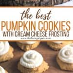 These Bakery Style Soft Pumpkin Cookies are soft and mildly sweet with just the right amount of pumpkin spice. The cream cheese icing is the perfect topping make this pumpkin cookie recipe a perfect fall treat. #pumpkincookies #pumpkinrecipe #falldessert #cookierecipe